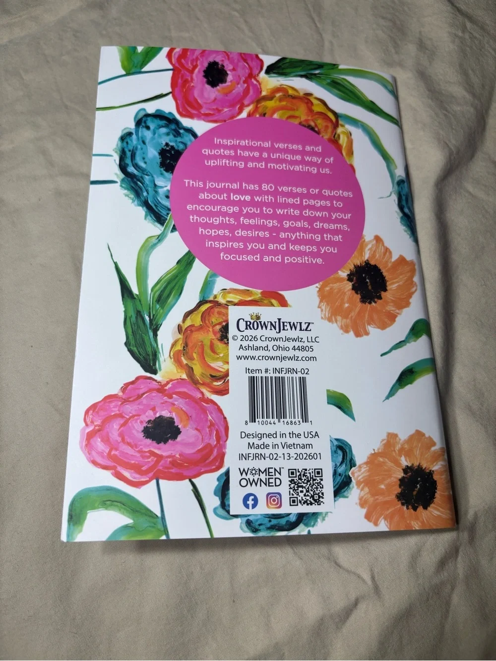 New Inspirational Floral Journal - Pink, Teal & Orange Cover Spiritual Religious
